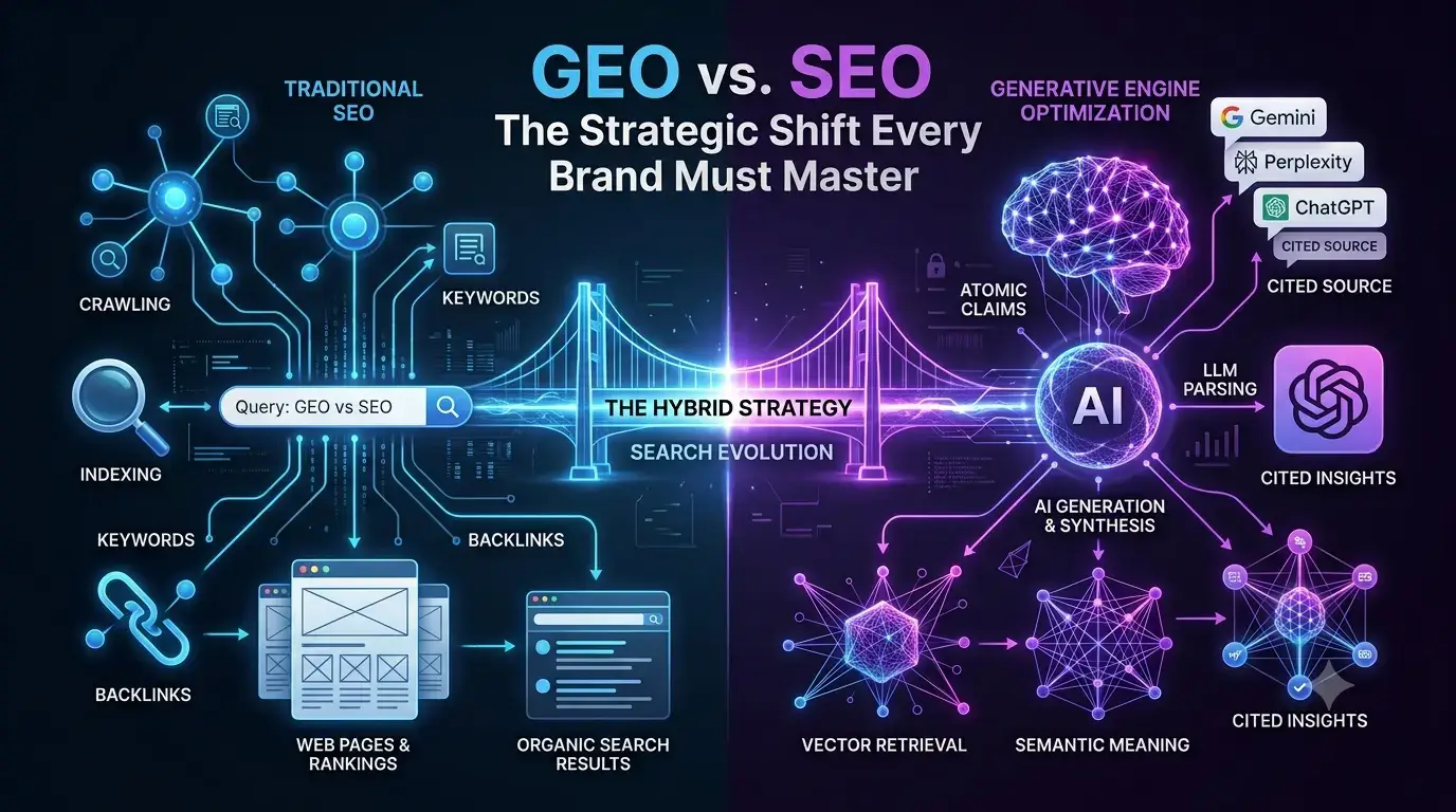 GEO vs SEO comparison infographic