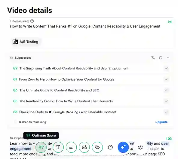 vidIQ browser extension running while uploading an video.