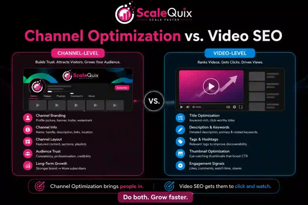 YouTube channel optimization vs video SEO