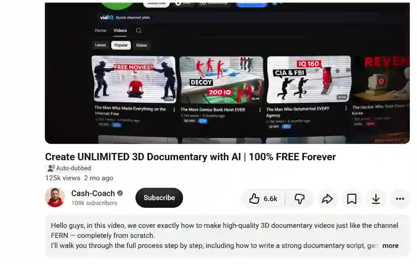 YouTube watch page with the first two lines of a video description visible above the Show more link